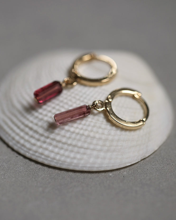 gauhart bijoux boucles d'oreilles arja unité mini créoles tourmaline rose