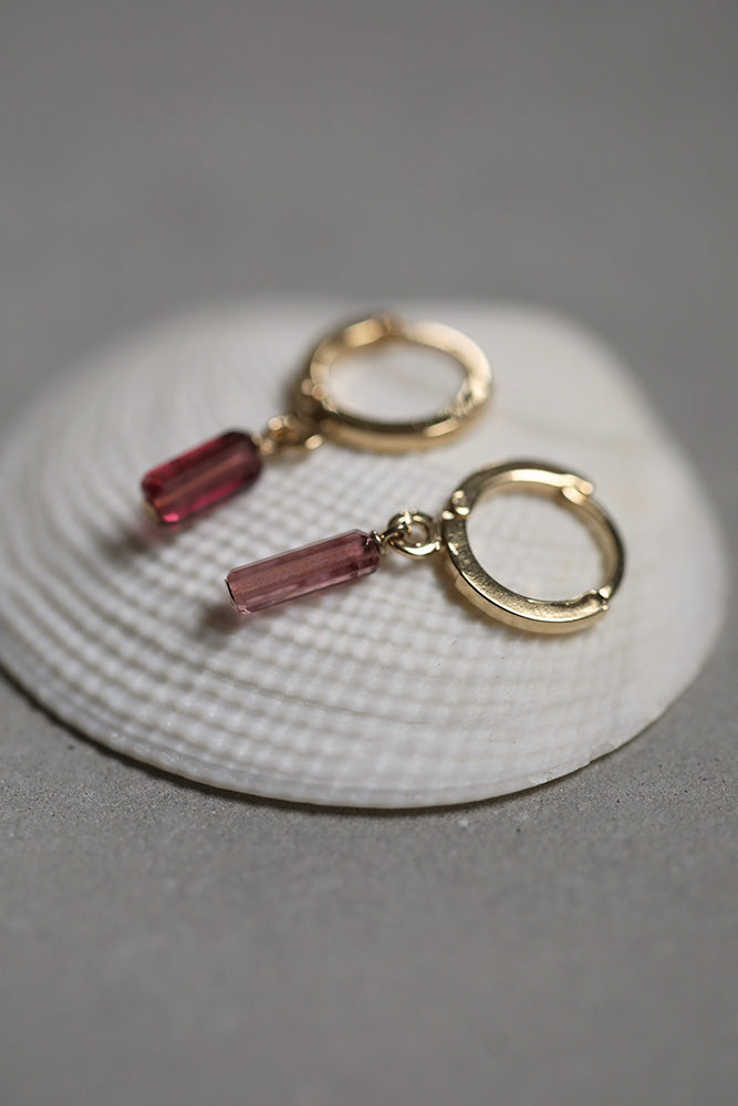 gauhart bijoux boucles d'oreilles arja unité mini créoles tourmaline rose