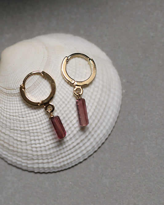 gauhart bijoux boucles d'oreilles arja unité mini créoles tourmaline rose