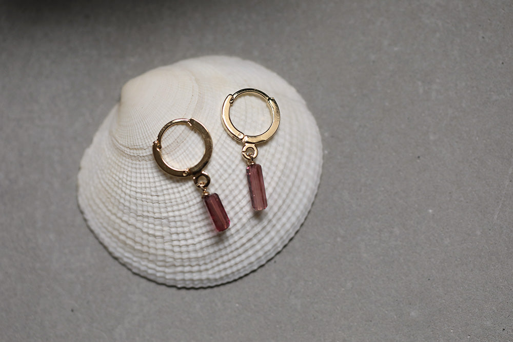 gauhart bijoux boucles d'oreilles arja unité mini créoles tourmaline rose