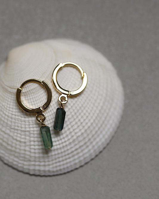 gauhart bijoux boucles d'oreilles arja unité mini créoles tourmaline verte bleue