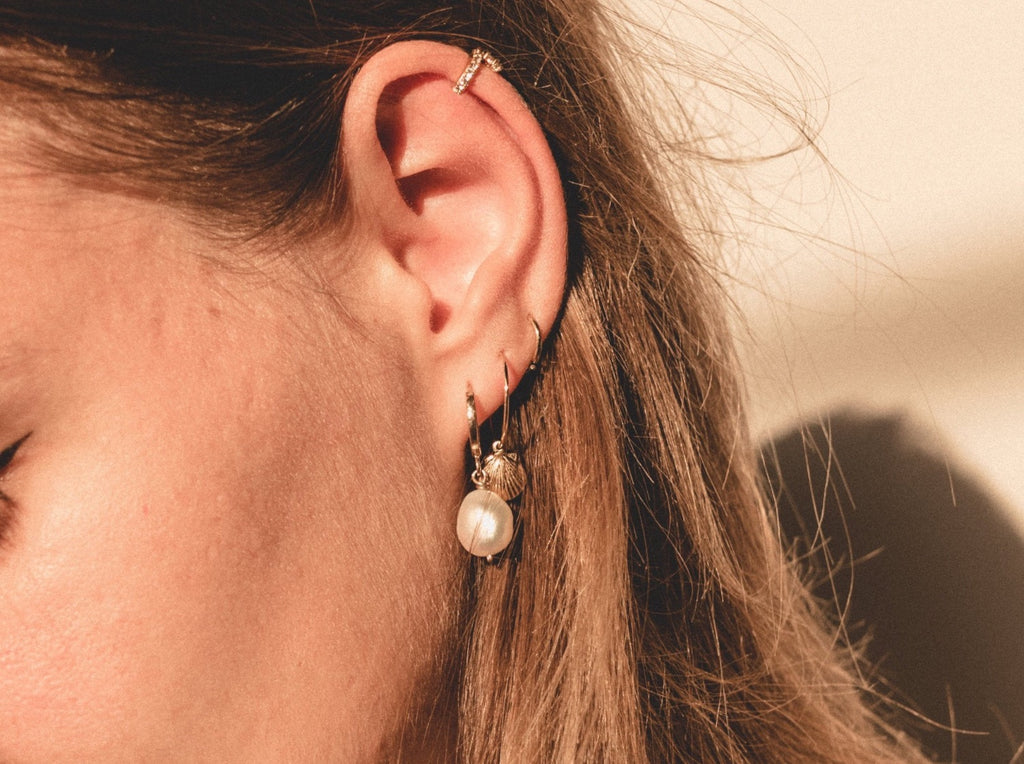 gauhart bijoux boucles d'oreilles créoles Eila or coquillages