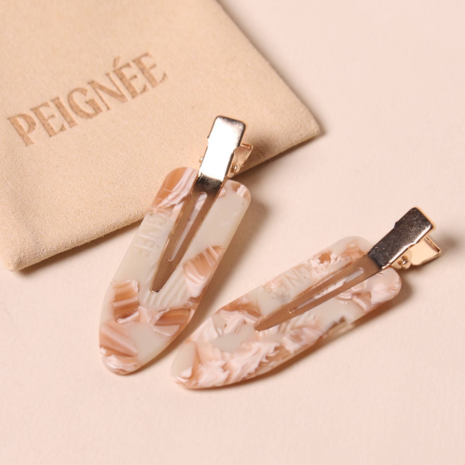 Barrettes cheveux coloris Nougat Rose – élégantes et résistantes à l’eau