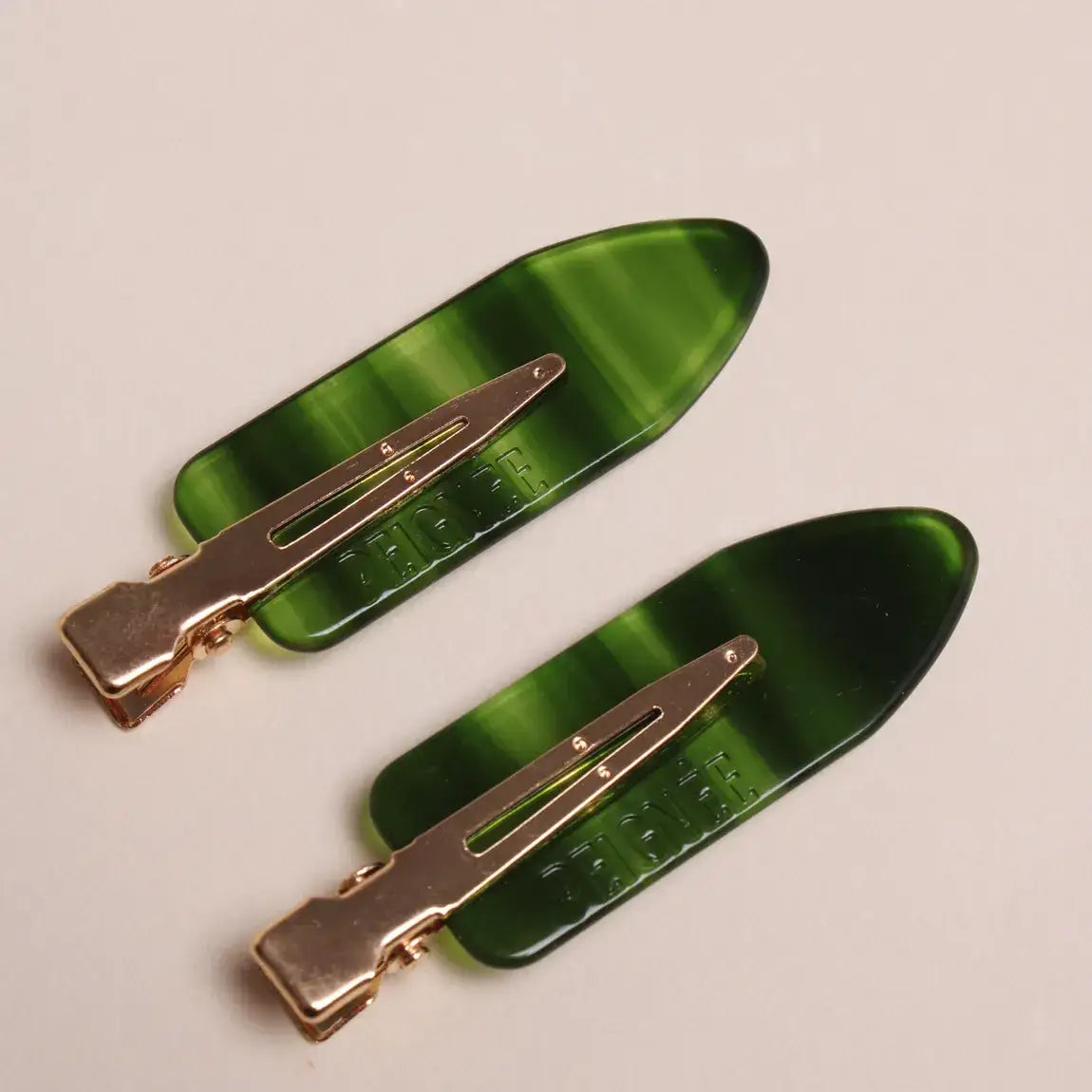 Barrettes cheveux Émeraude vert marbré – accessoires coiffure femme