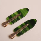 Barrettes cheveux Émeraude vert marbré – accessoires coiffure femme