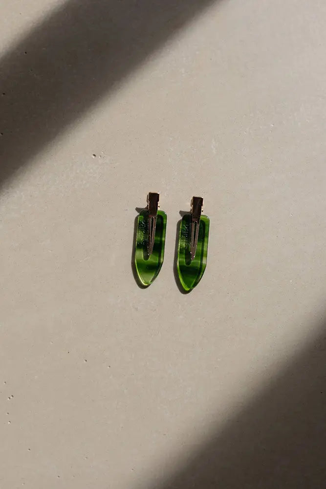 Paire de barrettes Émeraude vert – accessoires cheveux élégants