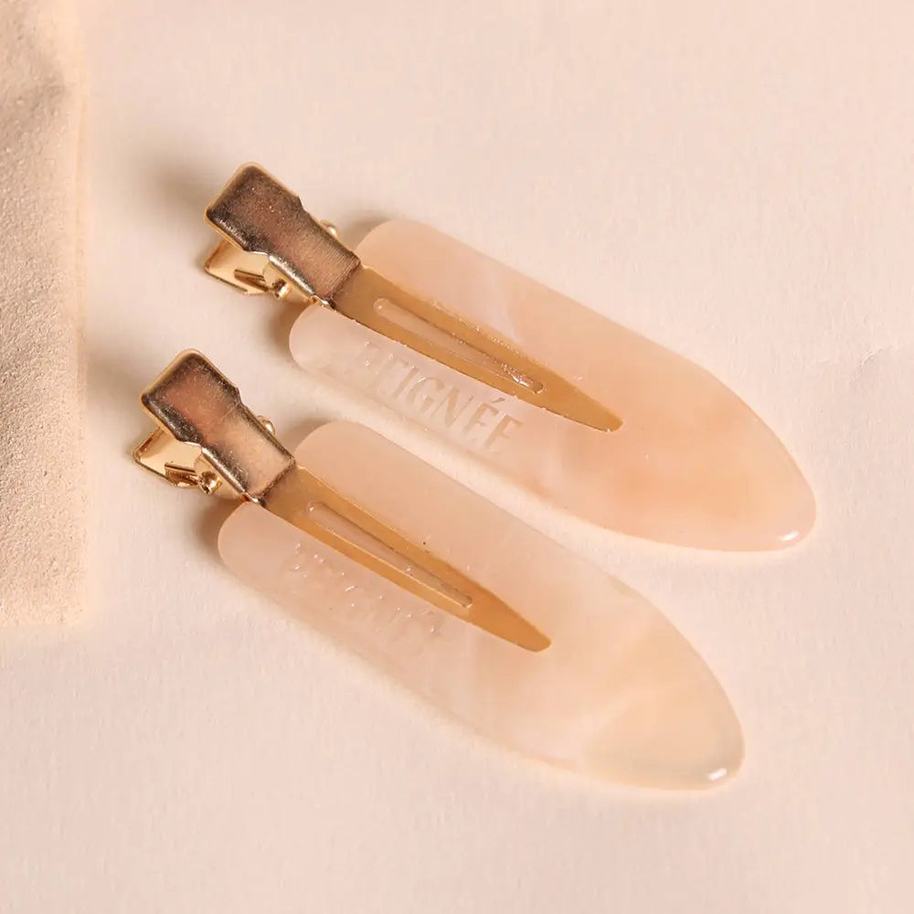 Barrettes cheveux Montmartre rose marbré – accessoires coiffure femme