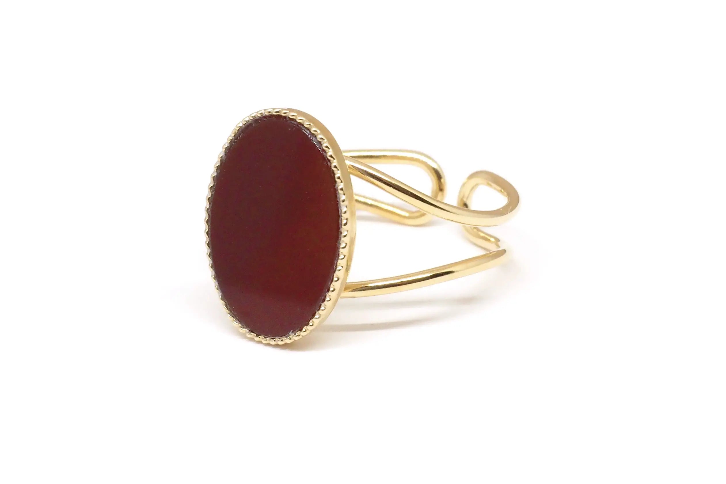 gauhart bijoux bague jaipur doré ajustable pierre cabochon rouge cornaline