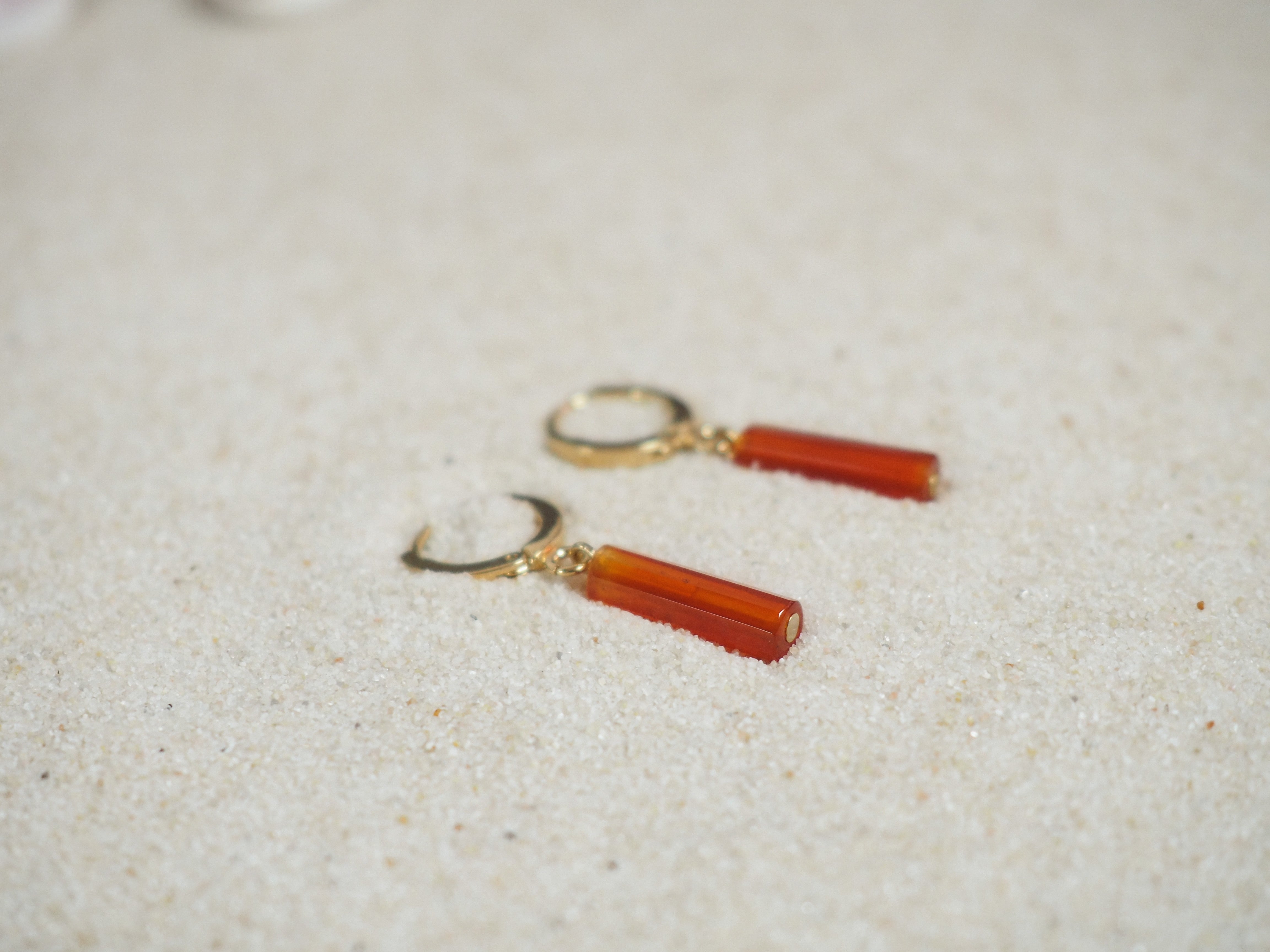 gauhart bijoux boucles d'oreilles mini créoles avina cornaline orange