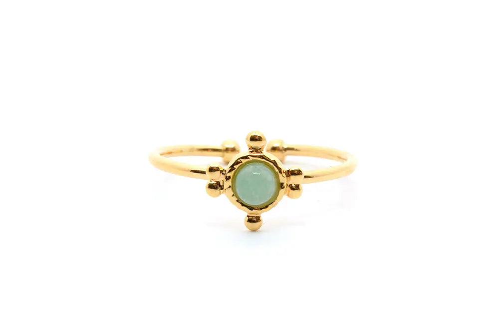 gauhart bijoux bague gaya doré ajustable empierrée vert