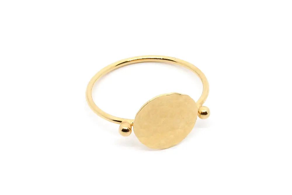 gauhart bijoux bague dhupa pampille ronde martelé à la main or
