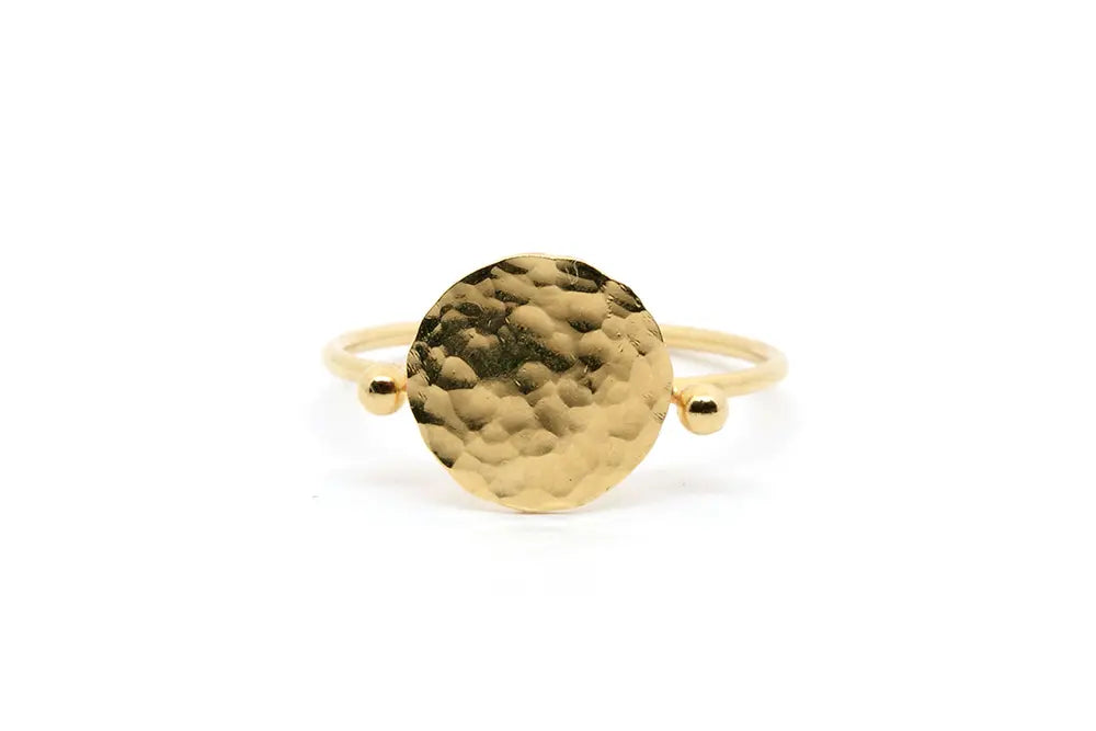 gauhart bijoux bague dhupa pampille ronde martelé à la main or