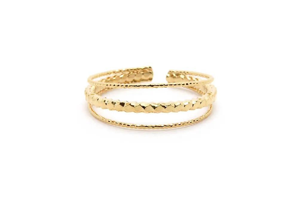 gauhart bijoux bague triple ajustable doré à l'or 24 carats