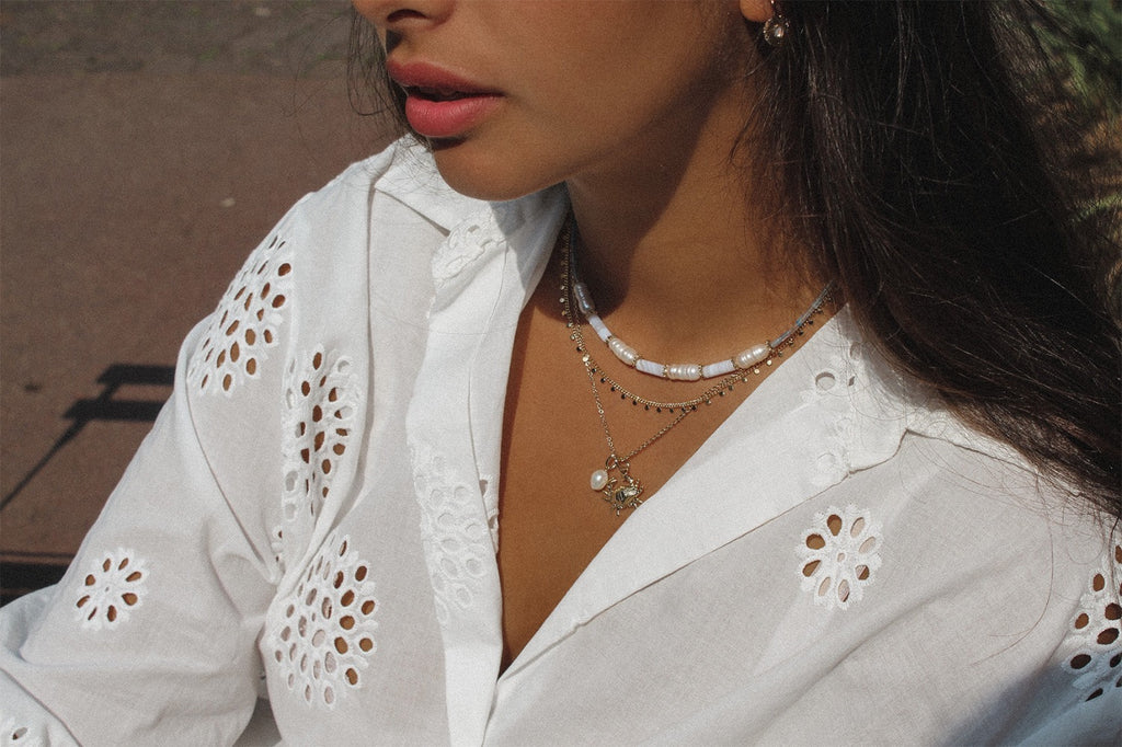 COLLIER made in france rouen artisanat perles calcedoine