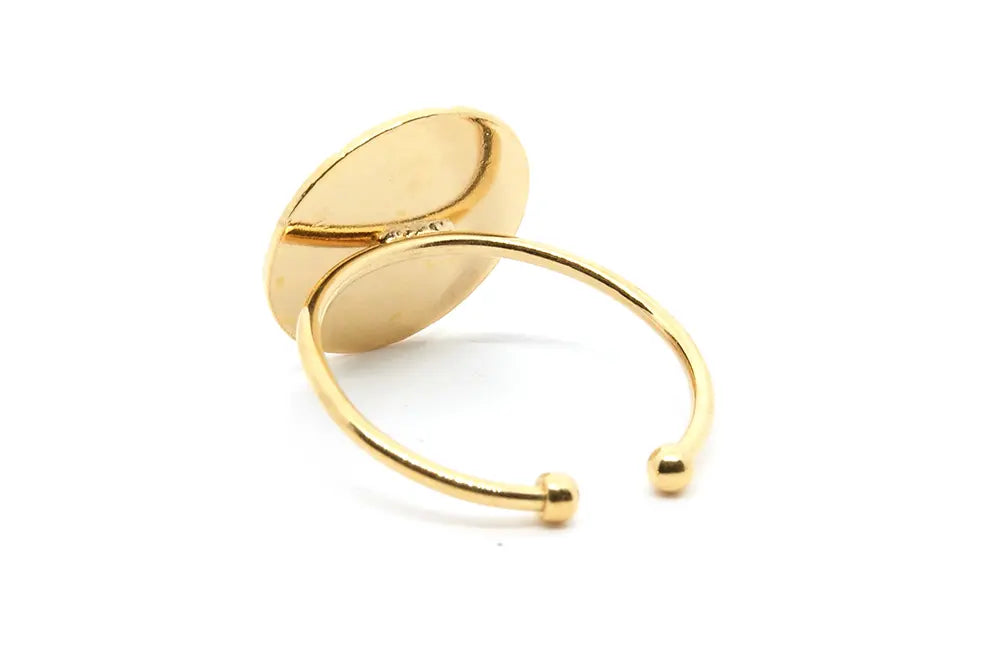 gauhart bijoux bague imane doré ajustable pampille ronde martelée à la main