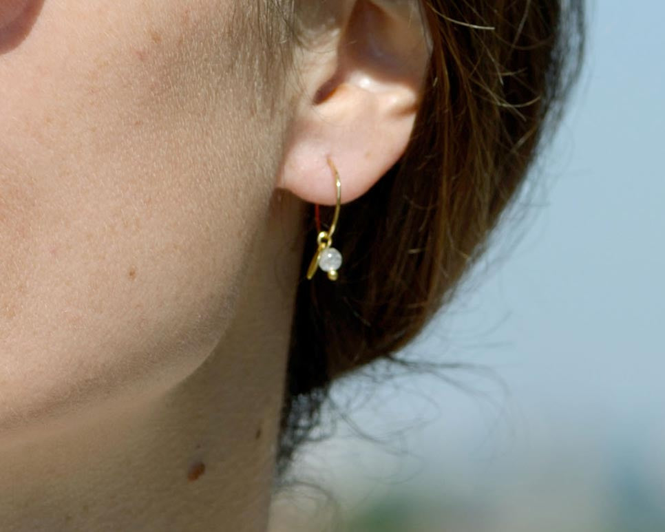 gauhart bijoux boucles d'oreilles mini créoles or pierres fines sofi labradorite