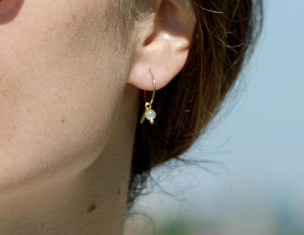 gauhart bijoux boucles d'oreilles mini créoles or pierres fines sofi labradorite