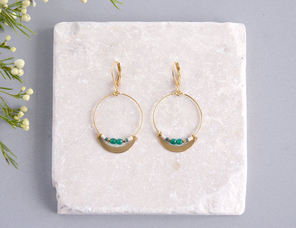 gauhart bijoux boucles d'oreilles chanda agate verte