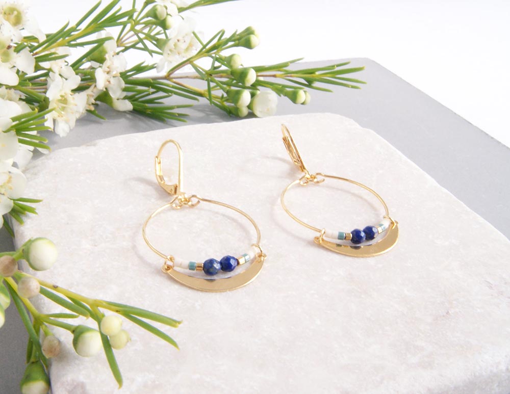 Boucles d'oreilles Chanda Lapis Lazuli bleu