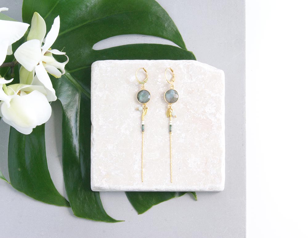 gauhart bijoux boucles d'oreilles bali or labradorite