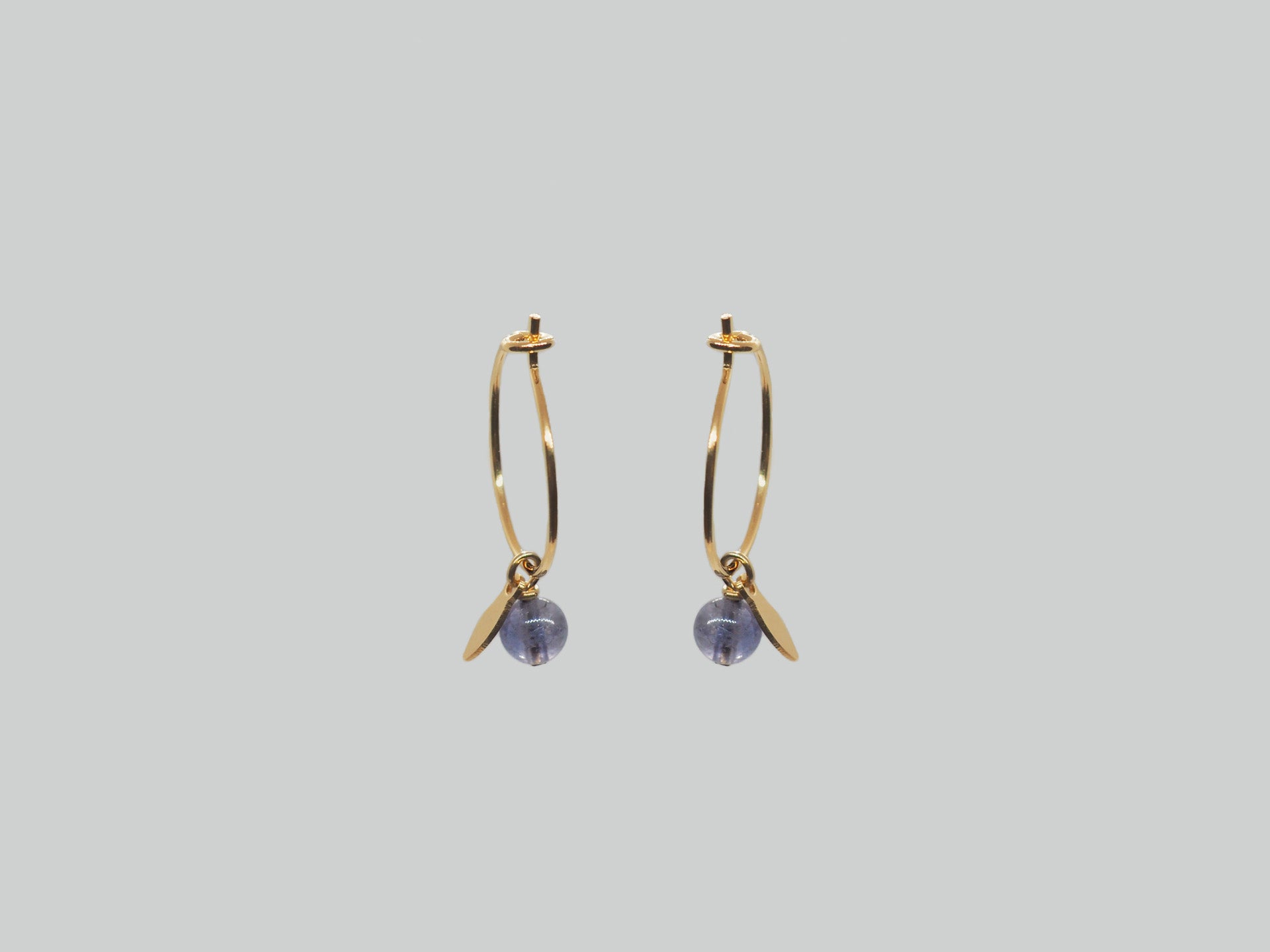 gauhart bijoux boucles d'oreilles mini créoles or pierres fines sofi tanzanite