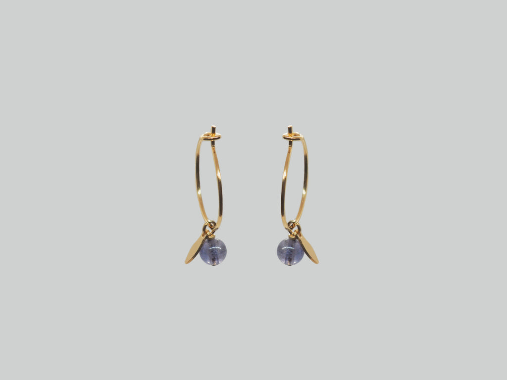 gauhart bijoux boucles d'oreilles mini créoles or pierres fines sofi tanzanite
