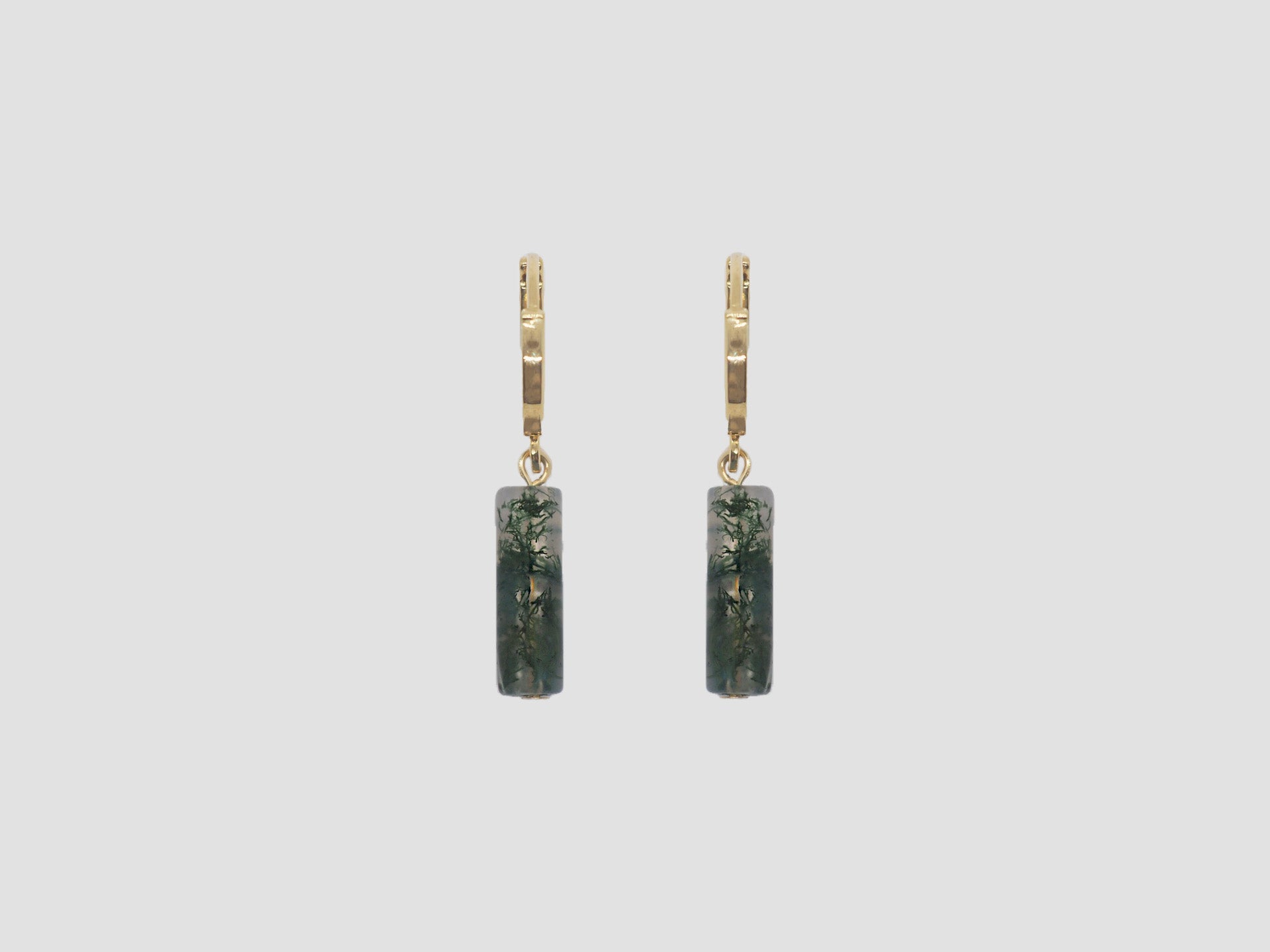 gauhart bijoux boucles d'oreilles mini créoles avina agate mousse verte