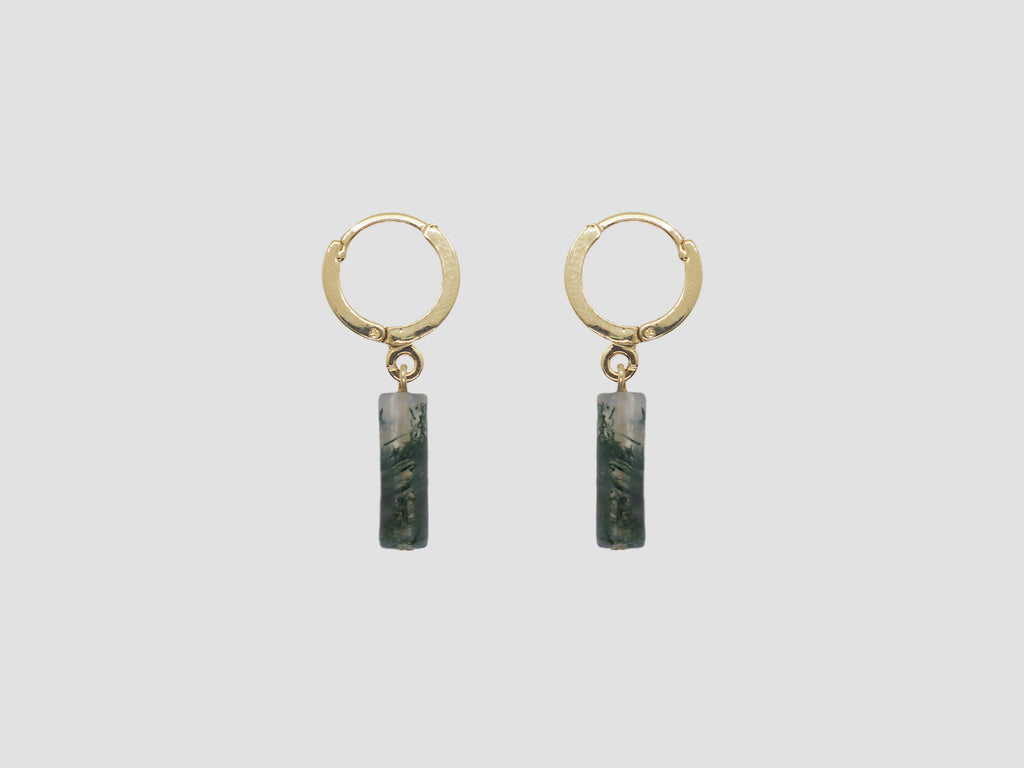 gauhart bijoux boucles d'oreilles mini créoles avina agate mousse verte