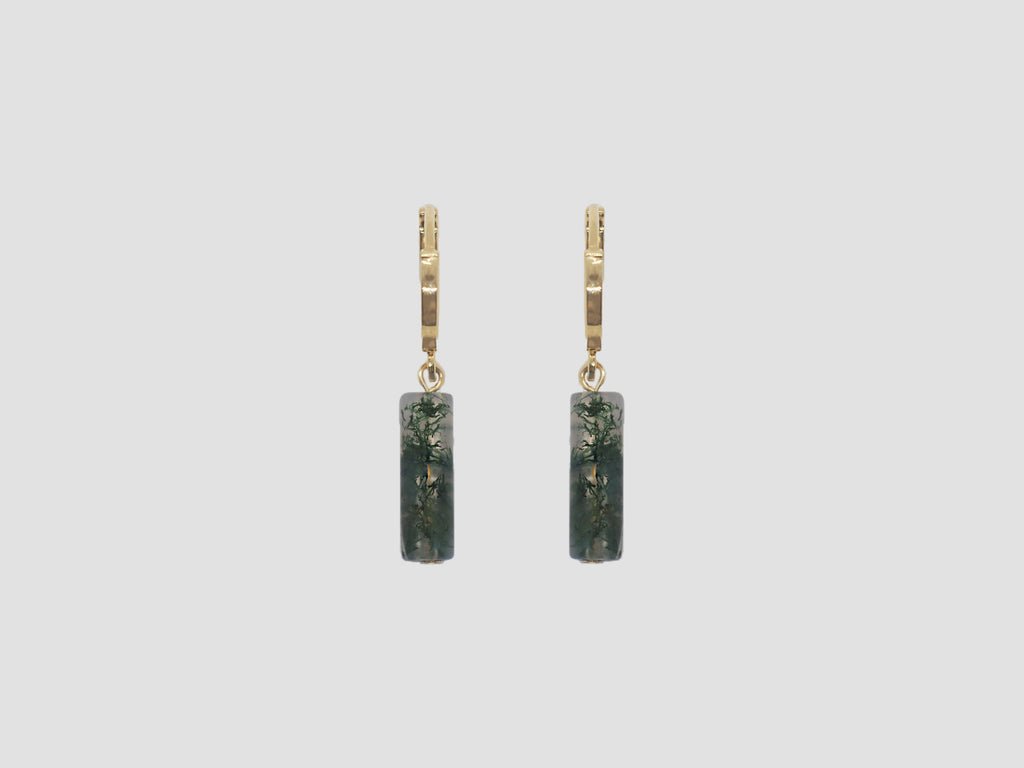 gauhart bijoux boucles d'oreilles mini créoles avina agate mousse verte