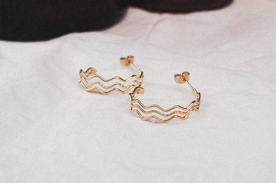 gauhart bijoux boucles d'oreilles créoles ekara or zigzag