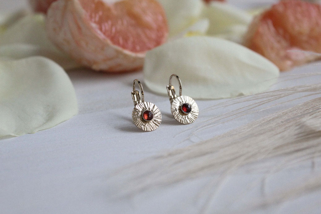  gauhart bijoux boucles d'oreilles athéna empierrées grenat