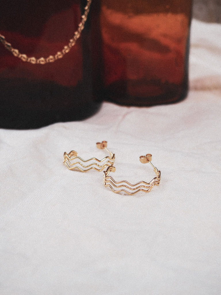 auhart bijoux boucles d'oreilles créoles ekara or zigzag