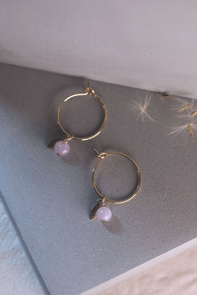 gauhart bijoux boucles d'oreilles mini créoles or pierres fines sofi améthyste