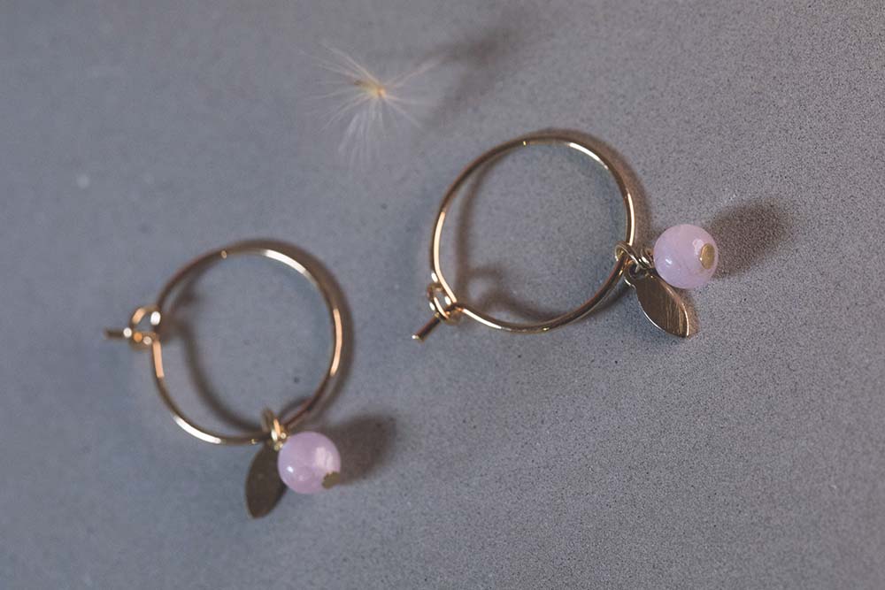 gauhart bijoux boucles d'oreilles mini créoles or pierres fines sofi améthyste