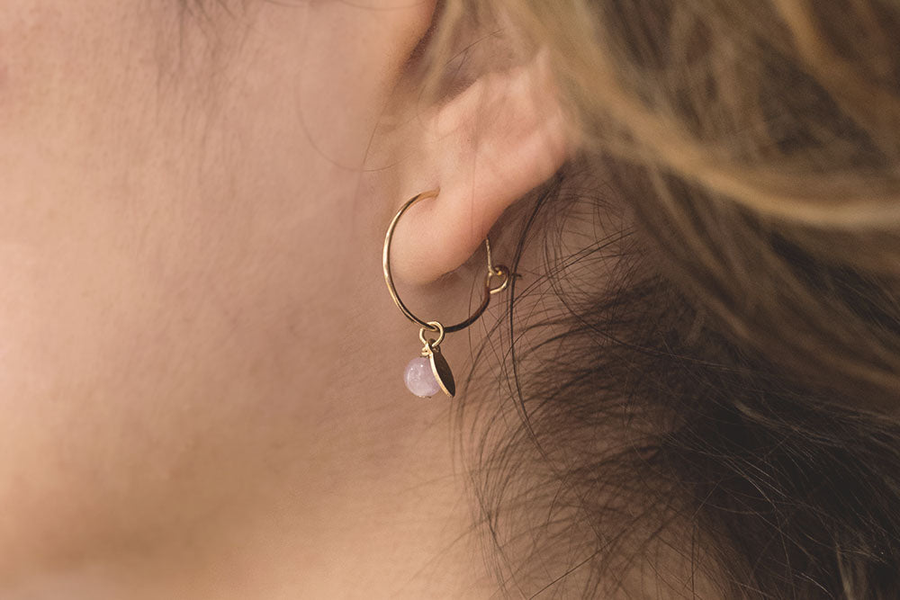 gauhart bijoux boucles d'oreilles mini créoles or pierres fines sofi améthyste