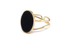 gauhart bijoux bague jaipur doré ajustable pierre cabochon noire onyx