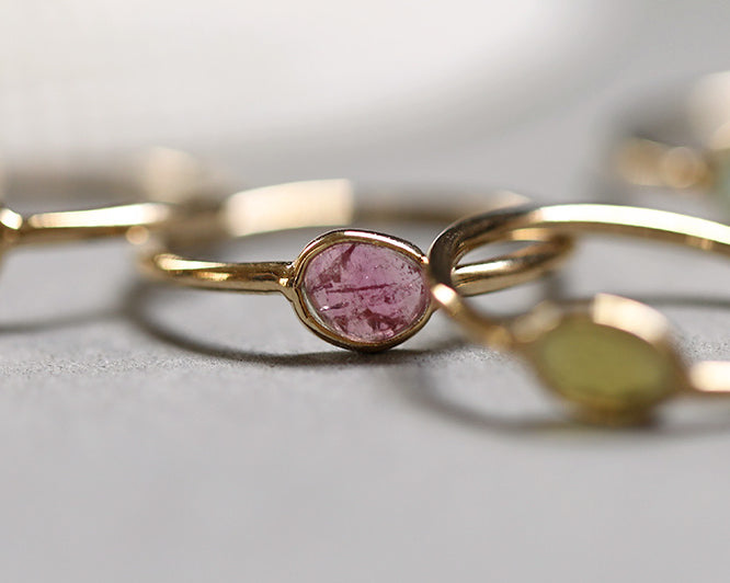 gauhart bijoux bague ravina or pierre tourmaline rose et verte 
