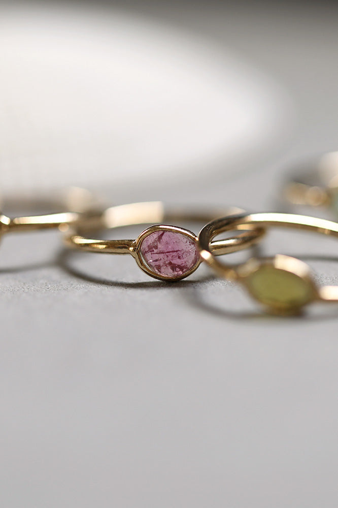 gauhart bijoux bague ravina or pierre tourmaline rose et verte 