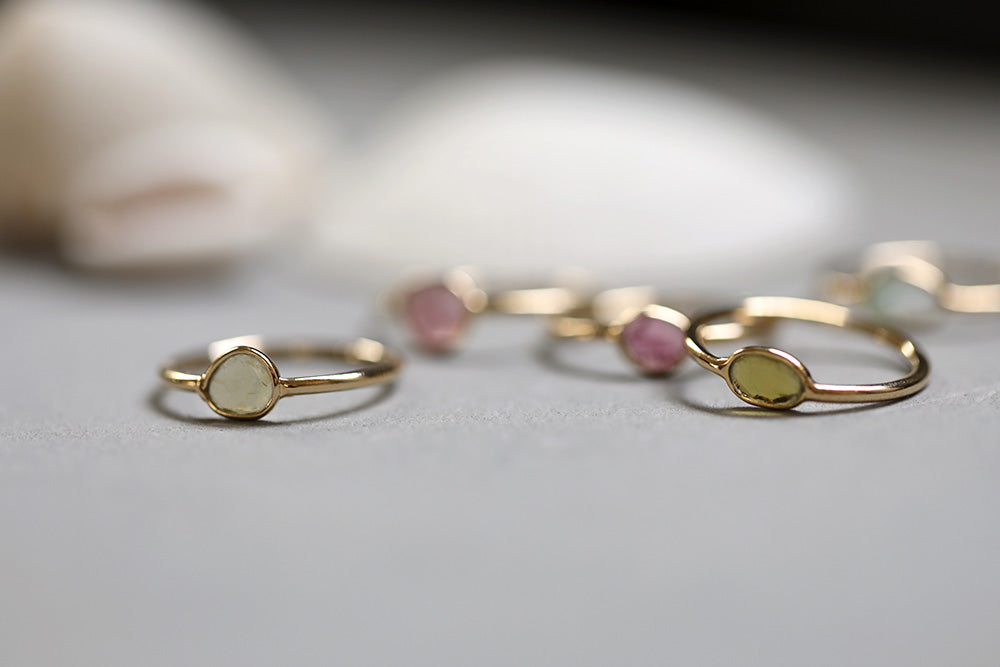gauhart bijoux bague ravina or pierre tourmaline rose et verte 