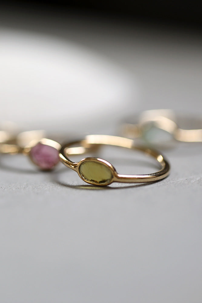 gauhart bijoux bague ravina or pierre tourmaline rose et verte 