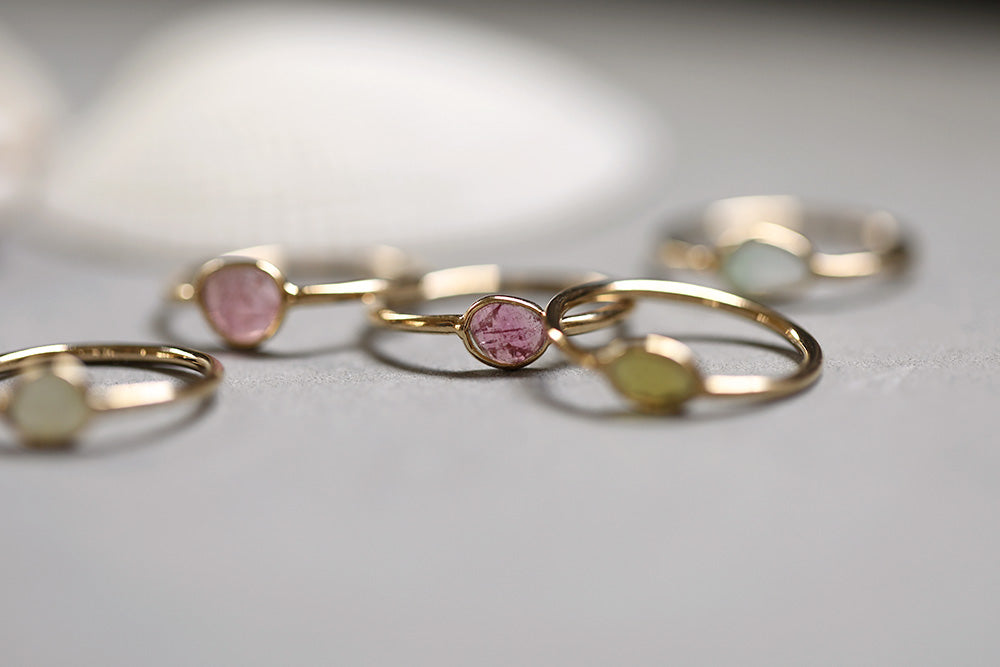 gauhart bijoux bague ravina or pierre tourmaline rose et verte 