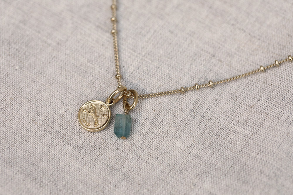 gauhart collier chaine sali doré or réglable pendentif aries bélier pierres tourmaline bleu