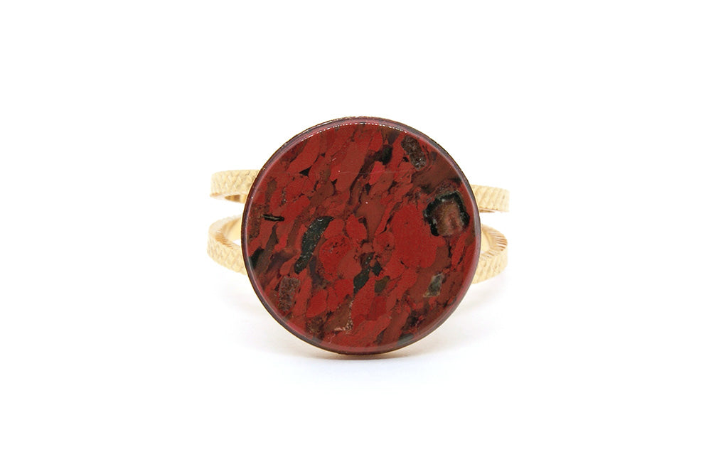 gauhart bijoux bague palire double ajustable pierre rouge jaspe breschia