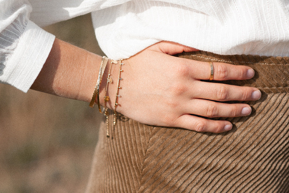 gauhart bracelet akora chaine dore or pampilles rondes