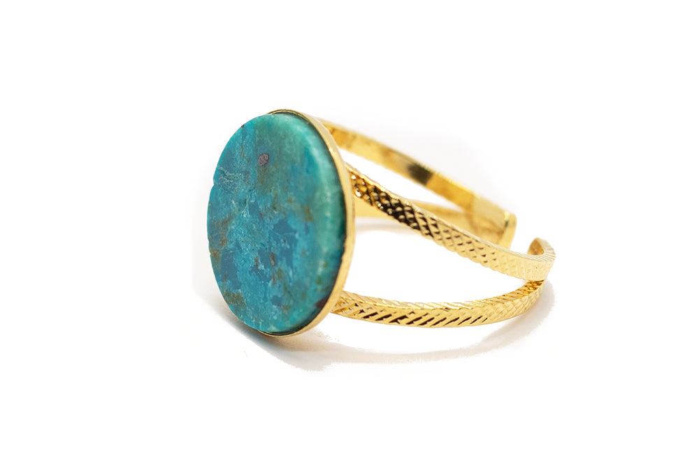 gauhart bijoux bague palire double ajustable pierre bleue chrysocolle