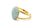 gauhart bijoux bague palire double ajustable pierre bleue