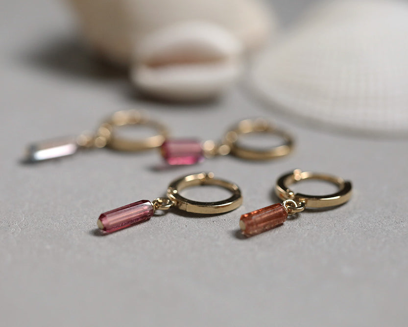 gauhart bijoux boucles d'oreilles arja unité mini créoles tourmaline rose