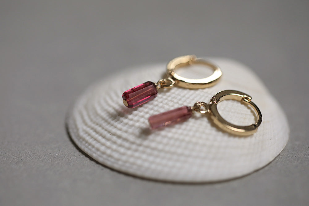 gauhart bijoux boucles d'oreilles arja unité mini créoles tourmaline rose